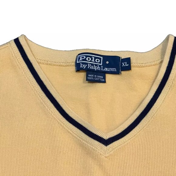 Ralph Lauren Polo - Cotton V-Neck Sweater - Artic Yellow - XL - Picture 3 of 10